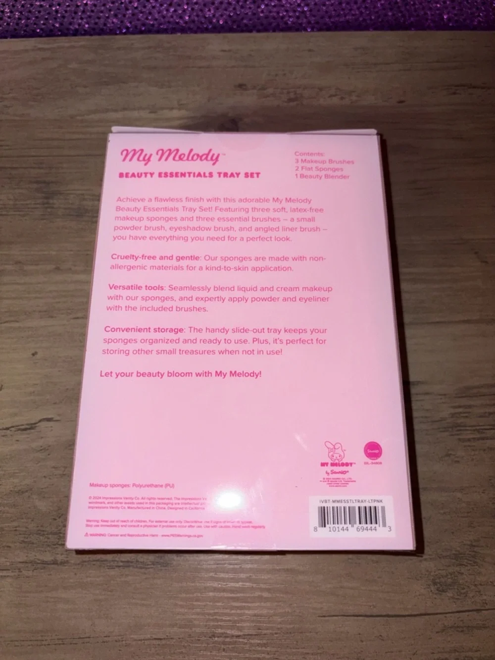My Melody Sanrio Pink Makeup Brush Set w/ Sponge & Tray Kawaii Beauty Kit NWT